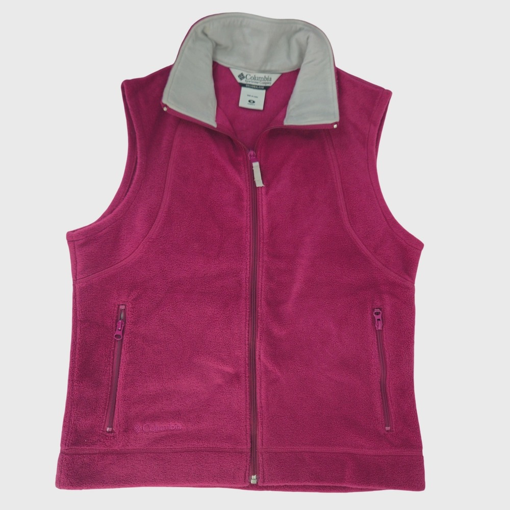 Columbia Womens Benton Springs Full Zip Fleece Vest Pink Magenta Medium M NWOT